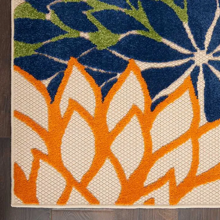 Outdoor Rugs-Kirklands Home Orange Bright Floral Burst Outdoor Area Rug, 5x7