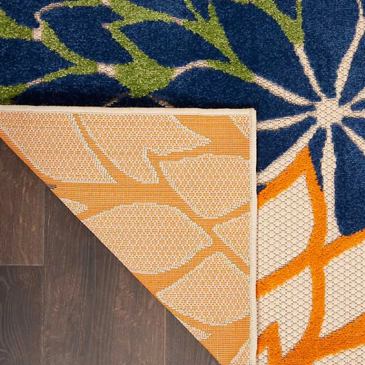 Outdoor Rugs-Kirklands Home Orange Bright Floral Burst Outdoor Area Rug, 5x7