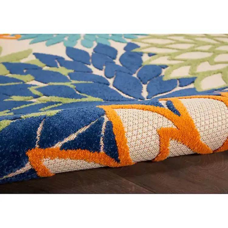 Outdoor Rugs-Kirklands Home Orange Bright Floral Burst Outdoor Area Rug, 5x7