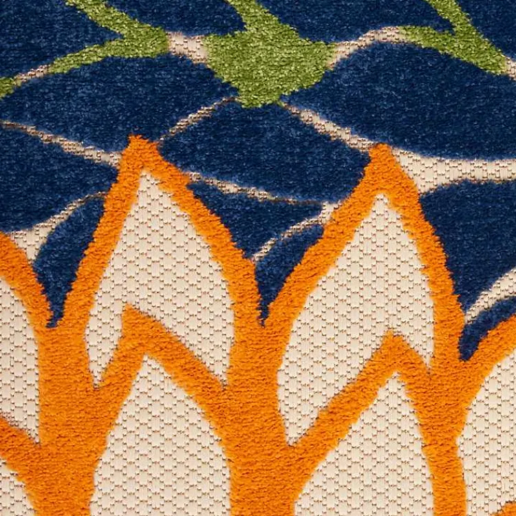 Outdoor Rugs-Kirklands Home Orange Bright Floral Burst Outdoor Area Rug, 5x7