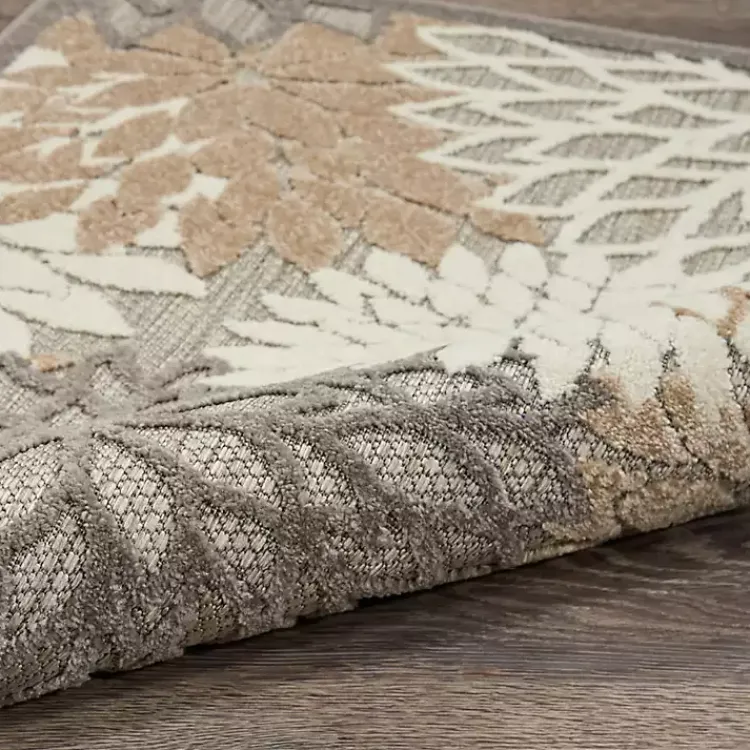 Outdoor Rugs-Kirklands Home Neutral Floral Burst Outdoor Area Rug, 5x7