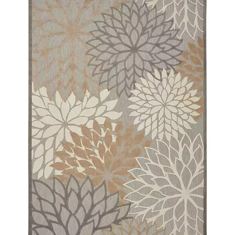 Outdoor Rugs-Kirklands Home Neutral Floral Burst Outdoor Area Rug, 7x10