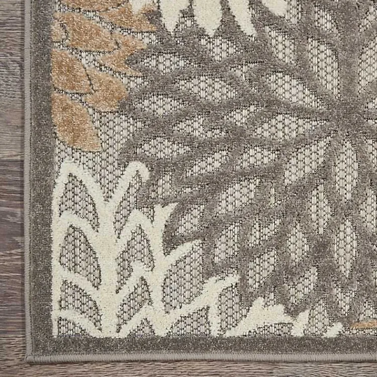 Outdoor Rugs-Kirklands Home Neutral Floral Burst Outdoor Area Rug, 7x10