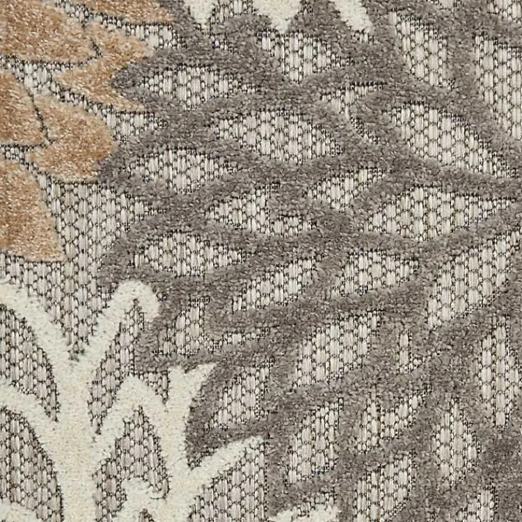 Outdoor Rugs-Kirklands Home Neutral Floral Burst Outdoor Area Rug, 7x10