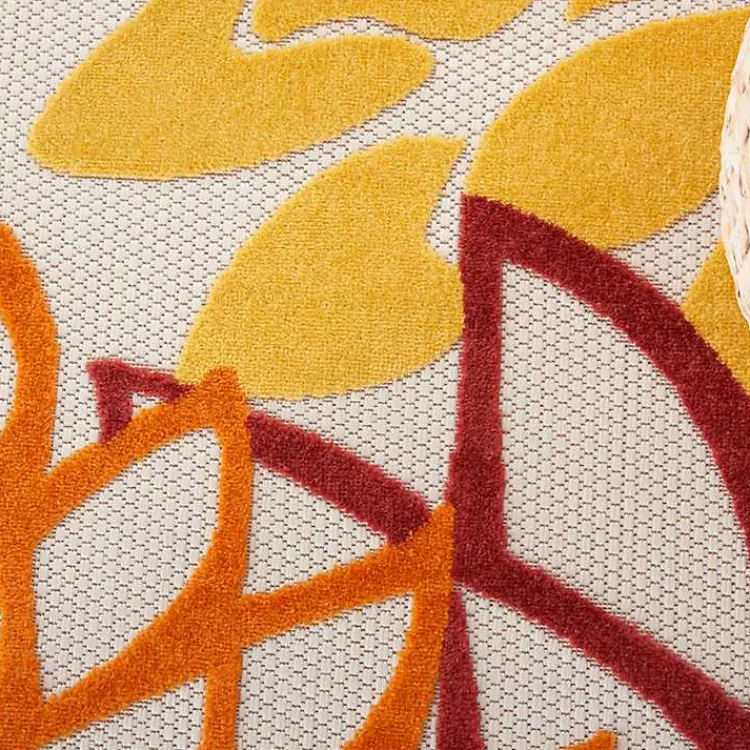 Outdoor Rugs-Kirklands Home Red Floral Burst Outdoor Round Area Rug, 7 ft.