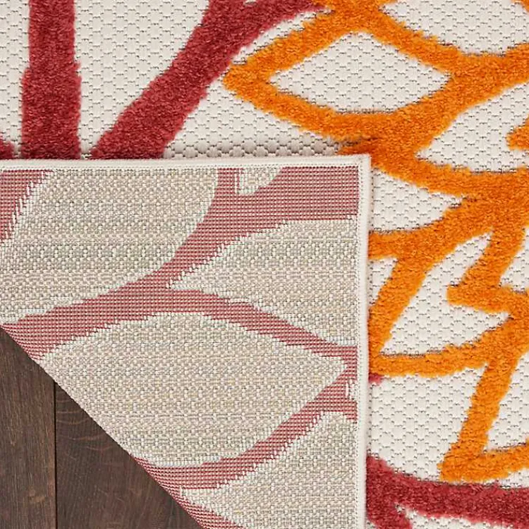 Outdoor Rugs-Kirklands Home Red Floral Burst Outdoor Area Rug, 7x10