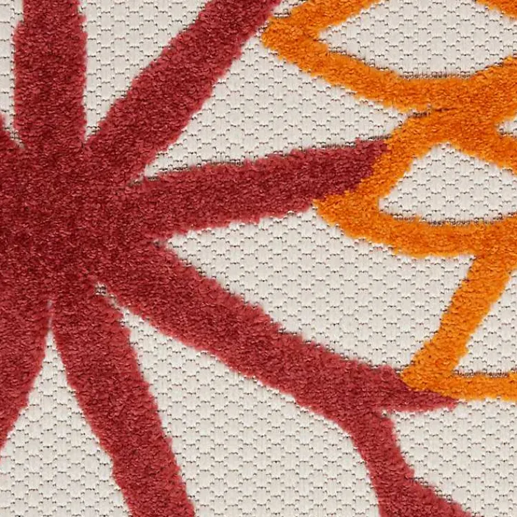 Outdoor Rugs-Kirklands Home Red Floral Burst Outdoor Area Rug, 7x10