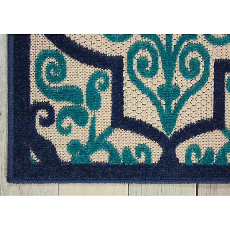 Outdoor Rugs-Kirklands Home Navy Trellis Outdoor Area Rug, 7x10