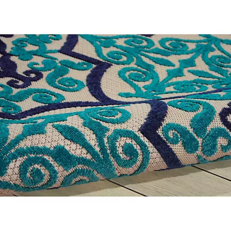 Outdoor Rugs-Kirklands Home Navy Trellis Outdoor Area Rug, 7x10