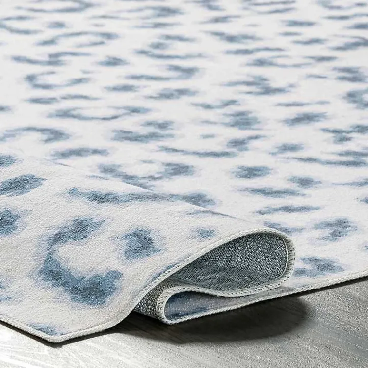 Area Rugs-Kirklands Home Blue Leopard Spots Washable Area Rug, 5x8