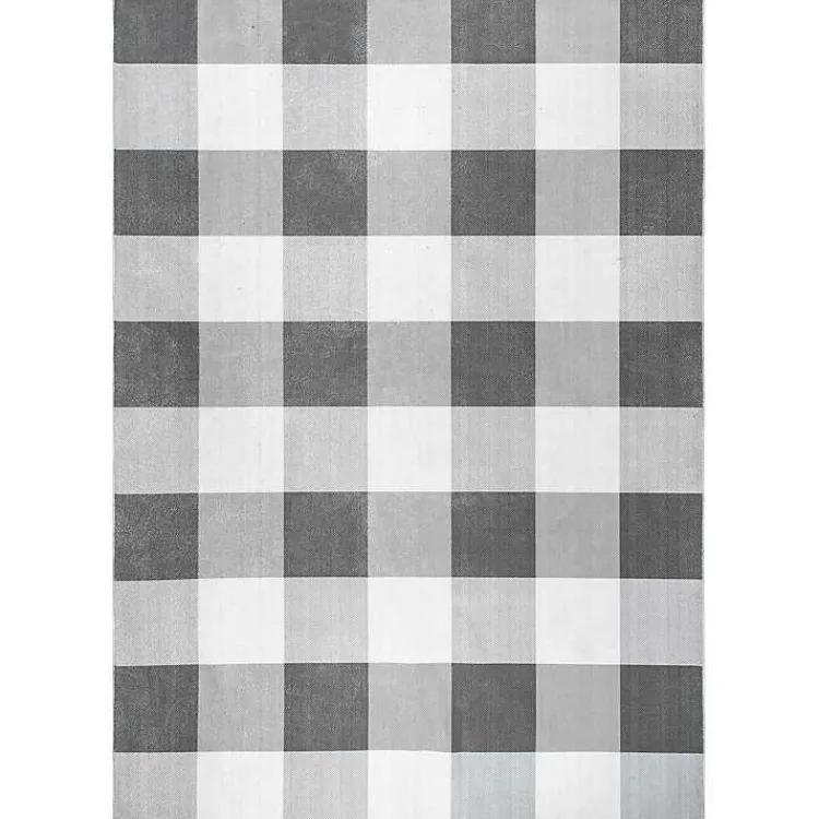 Area Rugs-Kirklands Home Gray Buffalo Plaid Washable Area Rug, 4x6