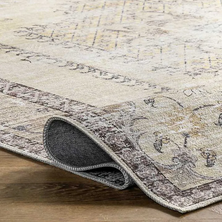 Area Rugs-Kirklands Home Gray Faded Medallion Washable Area Rug, 4x6