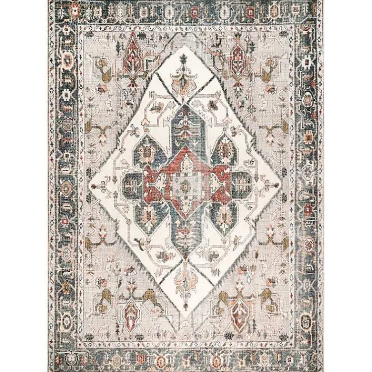 Area Rugs-Kirklands Home Mali Traditional Medallion Washable Area Rug, 5x8