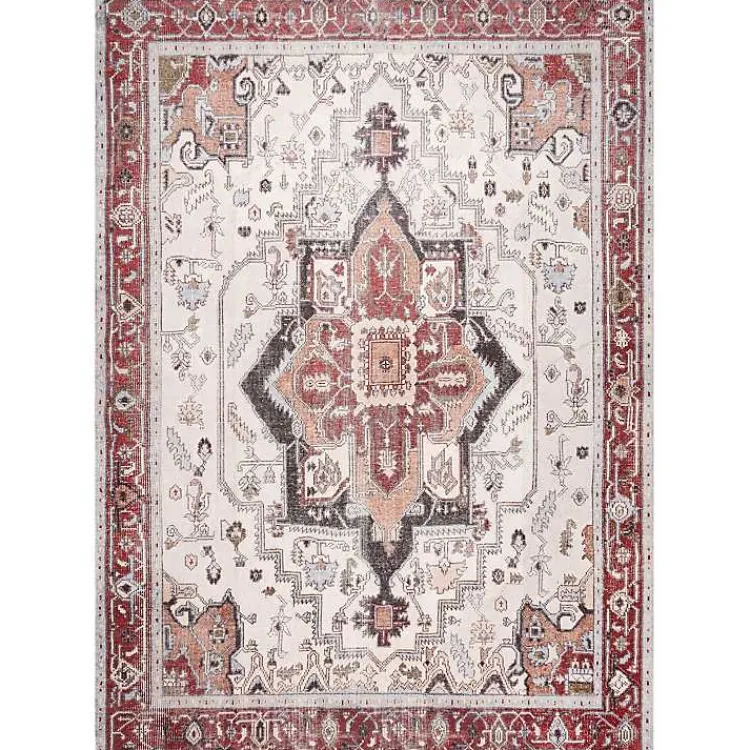 Area Rugs-Kirklands Home Miley Traditional Medallion Washable Area Rug, 5x8