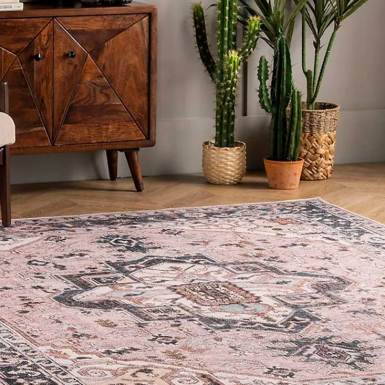 Area Rugs-Kirklands Home Sasha Medallion Washable Area Rug, 4x6