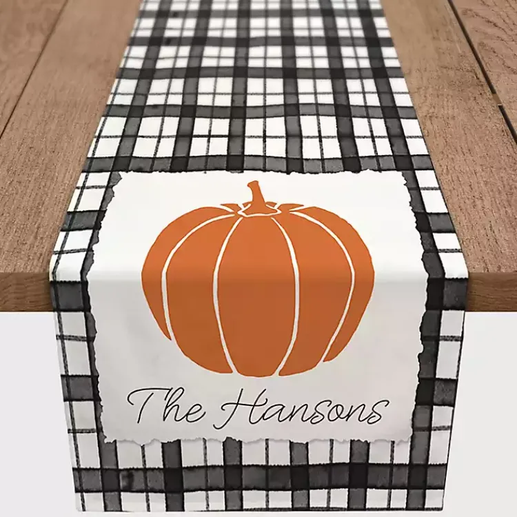 Table Linens-Kirklands Home Personalized Black and White Plaid Table Runner