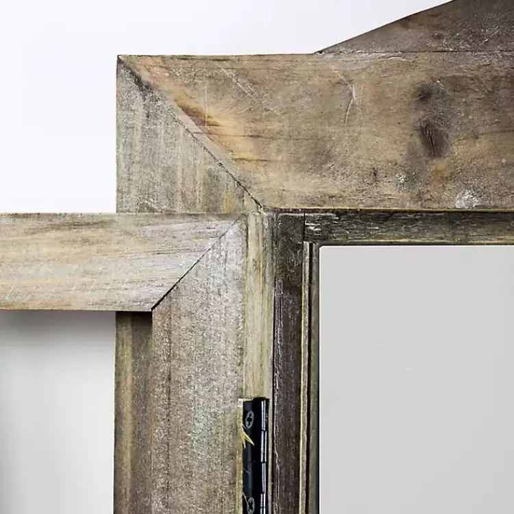 Decorative Mirrors-Kirklands Home Rustic Wooden Dual Window Shutter Wall Mirror
