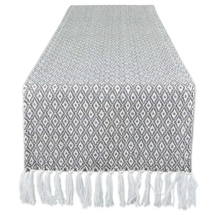 Table Linens-Kirklands Home Mini Diamond Fringe End Table Runner, 108 in. Gray