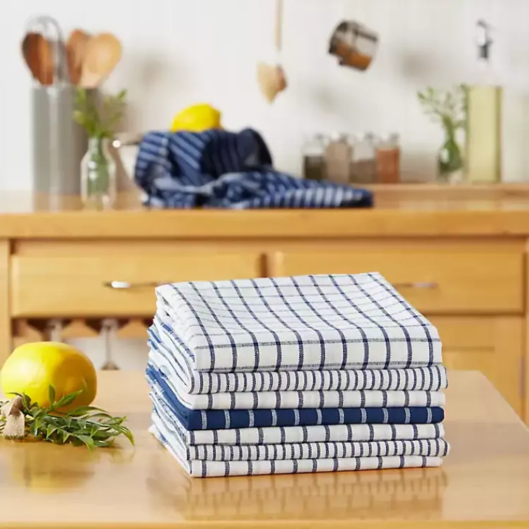 Kitchen Accessories-Kirklands Home Nautical Blue Basic Assorted Dishtowels, Set of 8