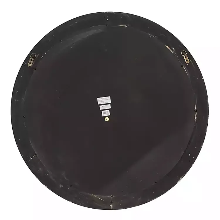 Decorative Mirrors-Kirklands Home Distressed White Wood Round Frame Wall Mirror