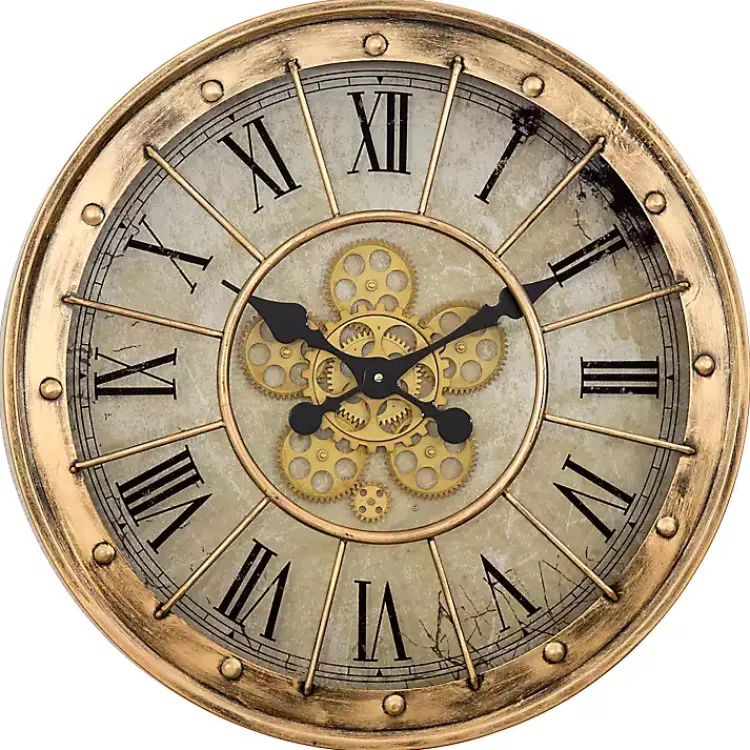 Clocks-Kirklands Home Gold Gilded Frame Round Wall Clock