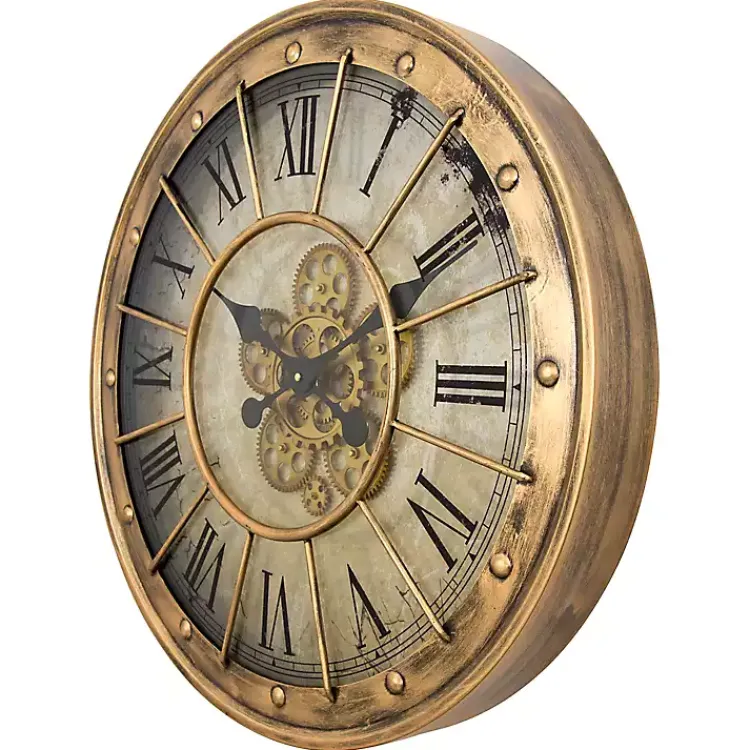 Clocks-Kirklands Home Gold Gilded Frame Round Wall Clock