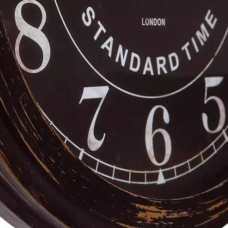 Clocks-Kirklands Home Black Weathered Iron Frame Round Wall Clock