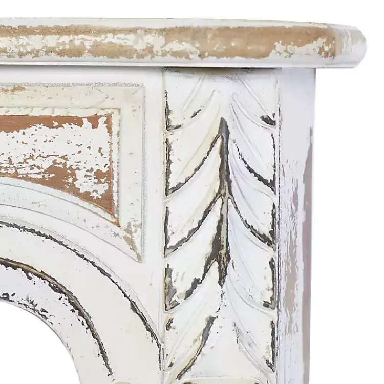 Shelves-Kirklands Home White Distressed Carved Wood Acanthus Wall Shelf
