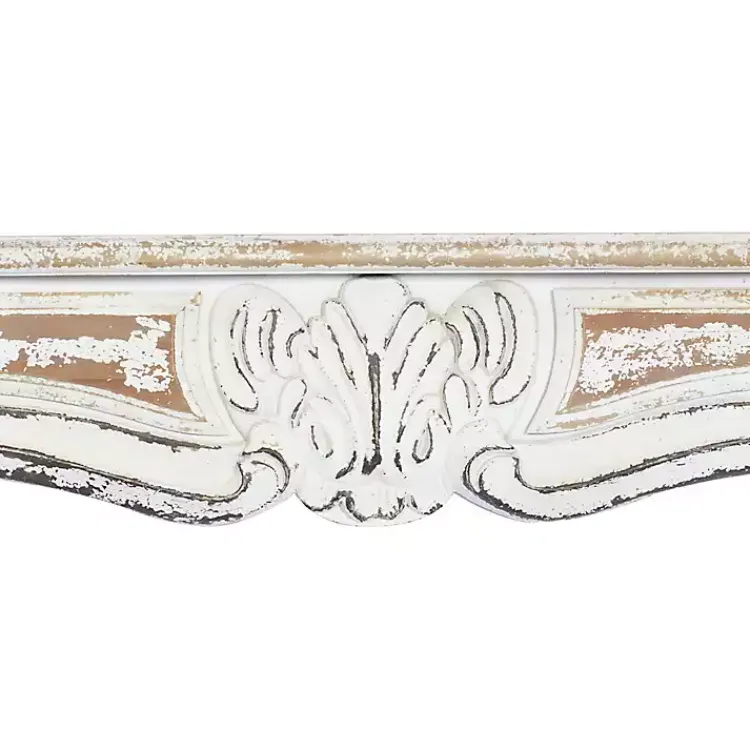 Shelves-Kirklands Home White Distressed Carved Wood Acanthus Wall Shelf