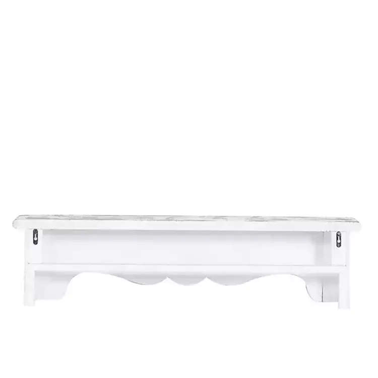 Shelves-Kirklands Home White Distressed Carved Wood Acanthus Wall Shelf