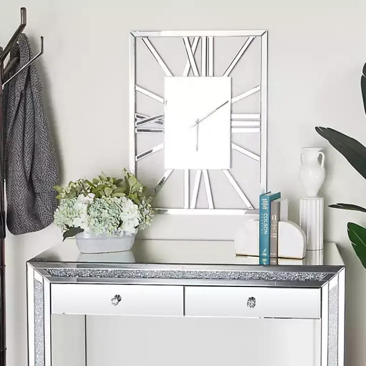 Clocks-Kirklands Home Silver Glass Frame Wall Clock