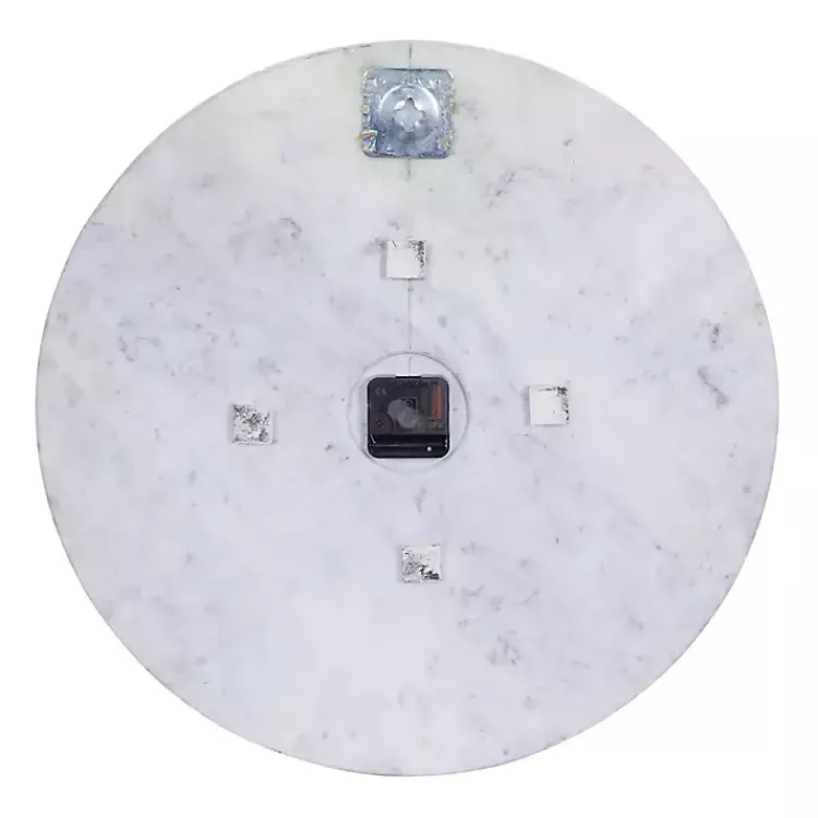 Clocks-Kirklands Home White Marble and Gold Accent Wall Clock, 20 in.