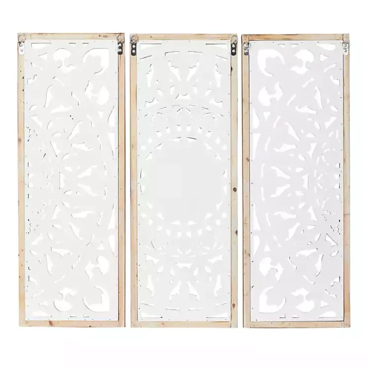 Wall Plaques-Kirklands Home Distressed White Floral Wall Plaques, Set of 3