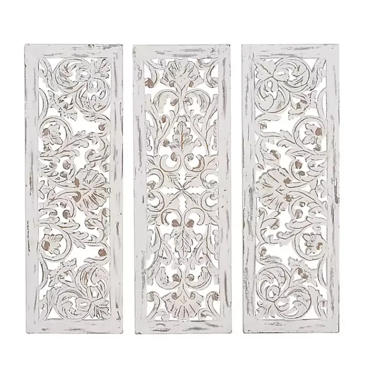 Wall Plaques-Kirklands Home Weathered Gray Wood Panel Wall Plaques, Set of 3