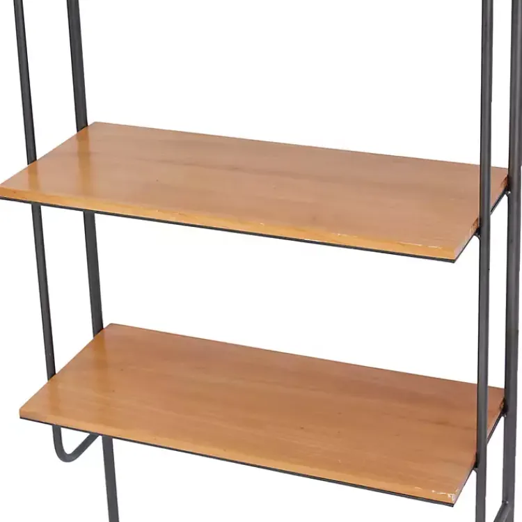 Shelves-Kirklands Home Black Metal Pipe Frame Brown Wood Wall Shelf