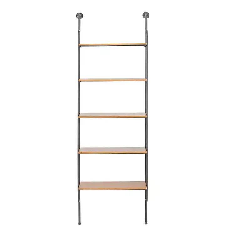 Shelves-Kirklands Home Black Metal Pipe Frame Brown Wood Wall Shelf