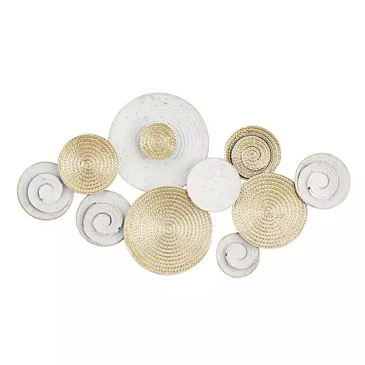 Wall Plaques-Kirklands Home Gold and White Round Layered Plates Wall Sculpture