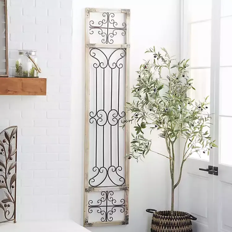 Wall Plaques-Kirklands Home Gray Angelic Scrollwork Panel Wall Plaque