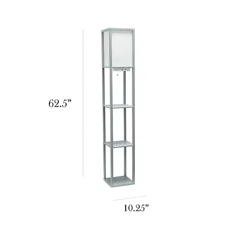 Floor Lamps-Kirklands Home Etagere Shelf Charging Floor Lamp Gray