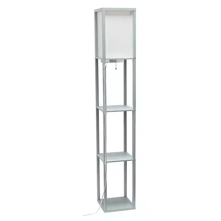 Floor Lamps-Kirklands Home Etagere Shelf Charging Floor Lamp Gray
