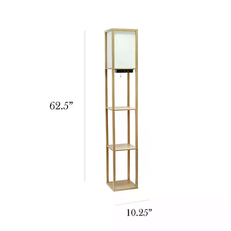 Floor Lamps-Kirklands Home Etagere Shelf Charging Floor Lamp Tan