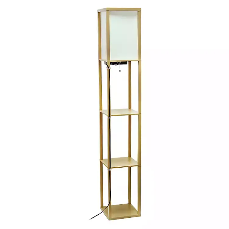 Floor Lamps-Kirklands Home Etagere Shelf Charging Floor Lamp Tan