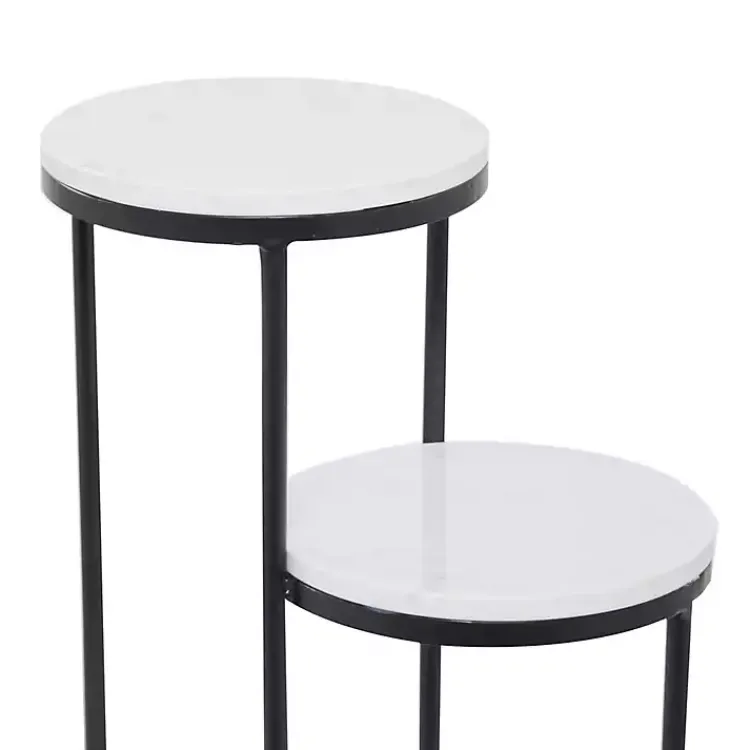 Planters-Kirklands Home Round Black and White Marble 4-Tier Plant Stand