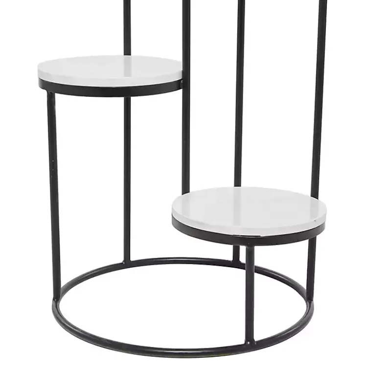 Planters-Kirklands Home Round Black and White Marble 4-Tier Plant Stand
