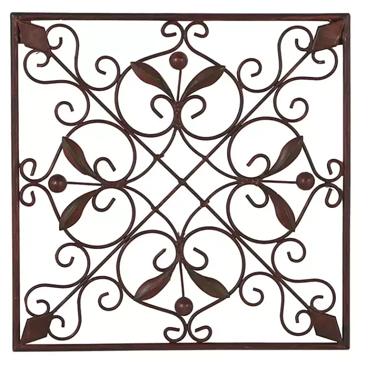 Wall Plaques-Kirklands Home Bronze Scrollwork 4-pc. Panel Wall Art Brown