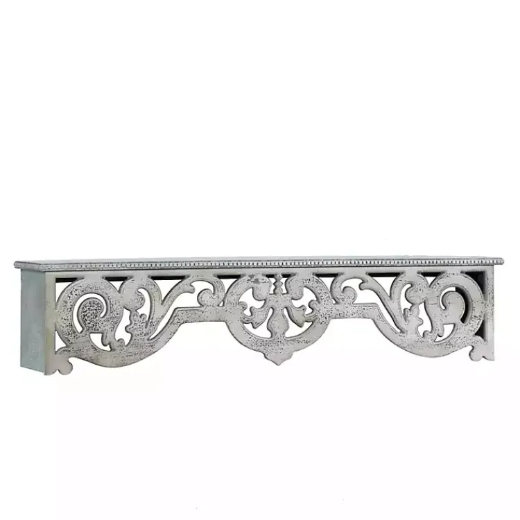 Shelves-Kirklands Home Distressed White Carved Wood Wall Shelf