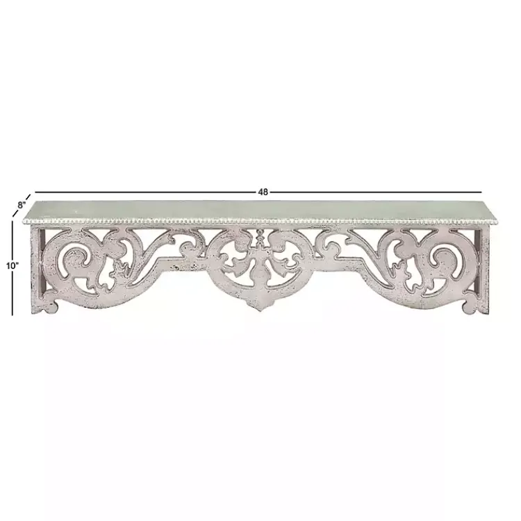 Shelves-Kirklands Home Distressed White Carved Wood Wall Shelf