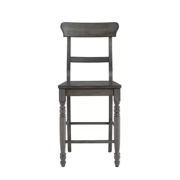 Bar Stools & Counter Height Stools-Kirklands Home Slate Ladder Back Counter Stools, Set of 2 Gray