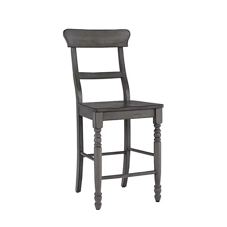 Bar Stools & Counter Height Stools-Kirklands Home Slate Ladder Back Counter Stools, Set of 2 Gray