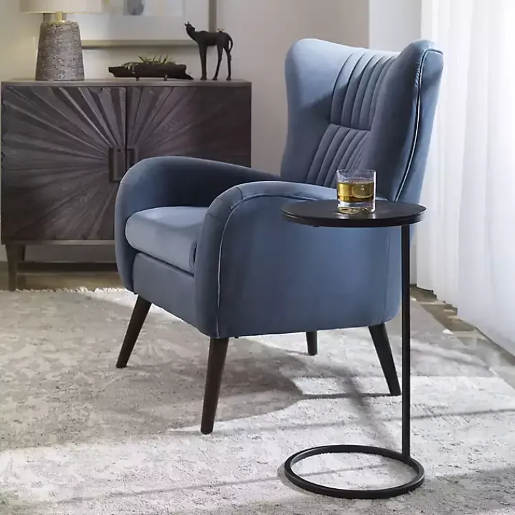 Accent & End Tables-Kirklands Home Aged Metal Frame Slab Top Accent Table Black